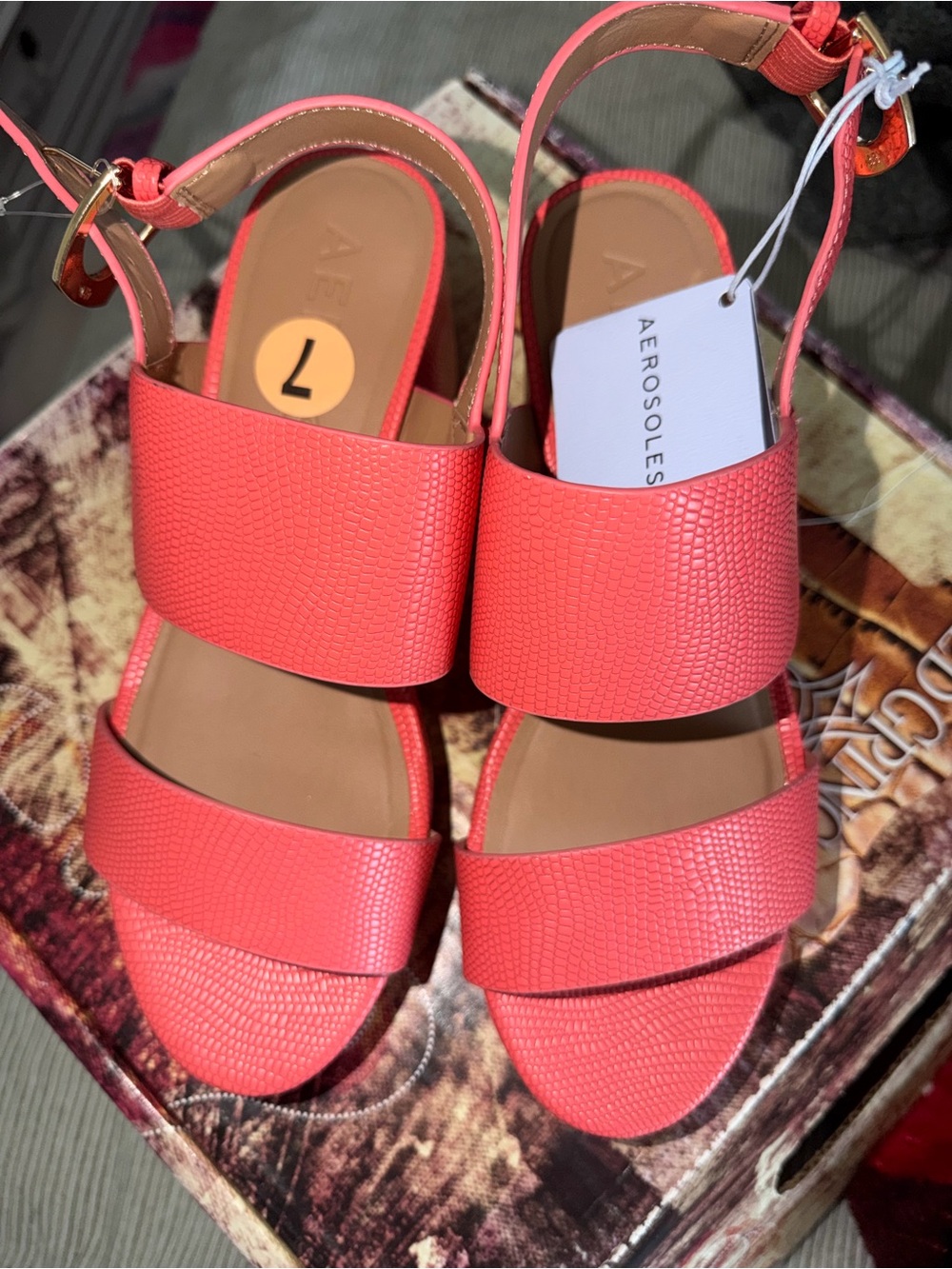 AEROSOLES Coral Textured Slide Sandals with Ankle Strap - Women